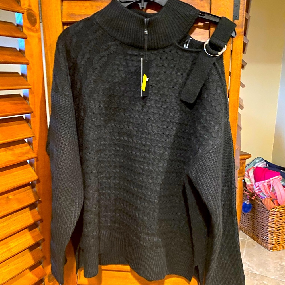 DKNY Lg black off the shoulder sweater.  Brand new